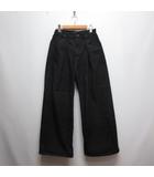 タック デニム ワイド パンツ M 黒 ブラック JS050892AA ジッパーフライ ジーンズ