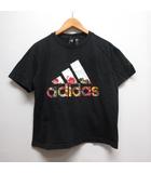 アディダス adidas スポーツウェア 半袖 Tシャツ M 黒 ブラック セミワイド プリント