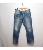 423XVL ストレート デニム パンツ ジーンズ S ブルー ジッパーフライ USED加工 日本製