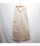 ザラ ZARA ハイウエスト ワイド カーゴ パンツ S アイボリー ジッパーフライ タグ付き