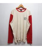 ポロジーンズ ラルフローレン POLO JEANS 長袖 リブ カットソー Tシャツ L アイボリー×赤レッド 正規品