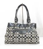 コーチ COACH F15533 トート ハンド バッグ シグネチャー キャンバス レザー 黒 ブラック グレー ☆AA★