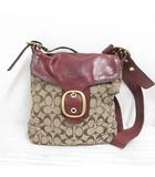 コーチ COACH 11436 ショルダー バッグ シグネチャー キャンバス レザー 茶 ベージュ フラップ 斜め掛け ☆AA★
