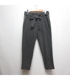 トゥービーシック TO BE CHIC ウエストリボン チェック柄 クロップド パンツ 40 濃紺 ネイビー ジッパーフライ