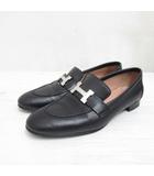 エルメス HERMES モカシン パリ コンスタンス ローファー Hロゴ AF201199Z レザー シューズ 35.5 22.5cm 黒 ブラック 革靴 ☆AA★