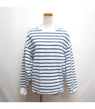 ボーダー柄 長袖 ワイド Tシャツ カットソー F 白×ブルー