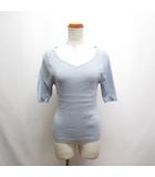 プロポーション ボディドレッシング PROPORTION BODY DRESSING 美品 Vネック 五分袖 リブ カットソー M ブルー