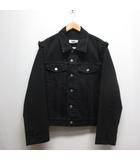 エムエムシックス メゾンマルジェラ MM6 Maison Margiela 美品 ブレザースリーブ 切替え デニム ジャケット 38 黒 ブラック S52AM0260 STZ086