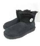 アグ オーストラリア UGG australia ミニ ベイリー ボタン ブリング MINI BAILEY BUTTON BLING ショート ムートン ブーツ 24cm 黒 ブラック 靴 1003889
