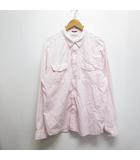 ハッシュパピー Hush Puppies 長袖 シャツ ワッシャー加工 3L 大きいサイズ ピンク