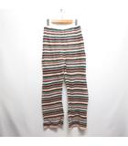 B&Y ユナイテッドアローズ BEAUTY&YOUTH ビューティー&ユース 美品 クロシェ風 ニット パンツ M ボーダー 1614-105-5973 メッシュ ウエストゴム 裏地付き