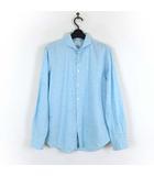 ランバンオンブルー LANVIN en Bleu シャツ カジュアルシャツ 麻 リネン コットン 長袖 ワイドカラー L 48 ターコイズブルー 水色 国内正規品