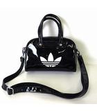 アディダス adidas アディカラー ミニ ボウリングバッグ BOWLINGBAG ショルダーバッグ 2way エナメル 黒 ブラック 美品 かばん 鞄 カバン 国内正規品