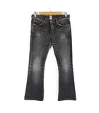 miss 503 Rude デニムパンツ ジーンズ フレア ダメージ ウォッシュ加工 ロゴ 29 黒 ブラック