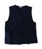 スティーブンアラン Steven Alan 25SS コットン ベスト ジレ ハリ感 S 紺 ネイビー 今季新作 美品 8216-299-0098