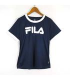 フィラ FILA Tシャツ リンガー トリム ドライ メッシュ ロゴ 速乾 吸汗 ストレッチ 半袖 L 紺 ネイビー 白 ホワイト スポーツウエア