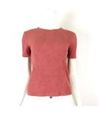 ザラ ベーシック ZARA BASIC Tシャツ カットソー リブ とろみ 落ち感 ストレッチ 半袖 S くすみピンク