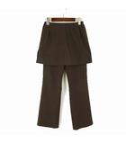 ヒロココシノ HIROKO KOSHINO トランク TRUNK スラックス スカート付 パンツ セットアップ スカパン 2way ハリ感 ストレッチ M 38 ダークブラウン こげ茶色 ロングパンツ ミニスカート 美品