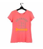 ハリウッドランチマーケット HOLLYWOOD RANCH MARKET Tシャツ カットソー 半袖 ロゴ プリント M コーラルオレンジ 聖林公司 日本製