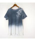 ディーゼル DIESEL Tシャツ ヴィンテージ ロゴ プリント グラデーション 半袖 M ブルーグレー 白 ホワイト 国内正規品