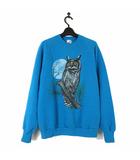 ヴィンテージ VINTAGE USA製 JERZEES ジャージーズ 80’S 90’S スウエット トレーナー 長袖 アニマル ミミズク アウル プリント L ターコイズブルー 水色 レア 希少 90年代 アメリカ製