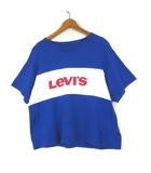 リーバイス Levi's Tシャツ カットソー ビッグ ロゴ プリント ボックスシルエット クロップド クルーネック 半袖 M 青 ブルー 白 赤