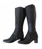 サルヴァトーレフェラガモ Salvatore Ferragamo ブーツ ロングブーツ ジョッキーブーツ 本革 レザー 5 D 黒 ブラック 22.0cm くつ 靴 シューズ 小さいサイズ