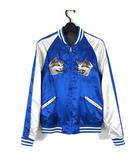 ヴァンキッシュ VANQUISH スカジャン リバーシブル  MA-1 ハチ公 SHIBUYA ロゴ 刺繍 ジップアップ S 青 ブルー 白 セージグリーン レア 希少