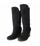 アグ オーストラリア UGG australia ブーツ ムートンブーツ ロングブーツ 本革 ウエッジソール クレープソール 24.0cm 黒 ブラック US 7 くつ 靴 シューズ