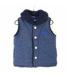 チャンピオン CHAMPION ベスト 中綿 ロゴ 刺繍 裏ボア コットン 100 青 ブルー 紺 ネイビー オフ白 男の子 KIDS タグ付 美品