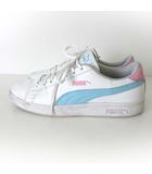 スニーカー シューズ 軽量 レザー 24.0cm 白 ホワイト 水色 ピンク くつ 靴