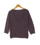 コムサイズム COMME CA ISM カーディガン ニット ハイゲージ コットン Vネック 7分袖 M バーガンディ