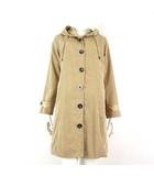 コート フード付 ナイロン タフタ 撥水加工 メタル ビッグボタン M ベージュ