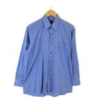 ランチェッティ LANCETTI シャツ ワイシャツ レギュラーカラー コットン ブロード ロゴ 刺繍 ポケット 長袖 L 100 青 ブルー