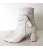 ダイアナ DIANA ブーツ ショートブーツ 本革 レザー リボン装飾 21.5cm クリーム色 くつ 靴 シューズ 小さいサイズ