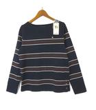 アーノルドパーマー Arnold Palmer カットソー Tシャツ マルチ ボーダー柄 ロゴ 刺繡 コットン ボートネック 長袖 L 3 紺 ネイビー 茶 ブラウン ベージュ タグ付 美品