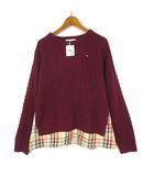 アーノルドパーマー Arnold Palmer ニット セーター レイヤード チェック ブラウス ロゴ 刺繍 長袖 L 3 ボルドー マルチカラー