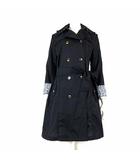 オペークドットクリップ OPAQUE.CLIP コート トレンチコート レインコート フード 裏レオパード柄 ウエストリボン ポケッタブル 長袖 S 00 黒 ブラック ブルーグレー ベージュ タグ付 美品