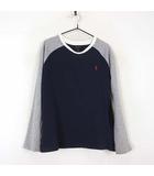 ポロ ラルフローレン POLO RALPH LAUREN Tシャツ 長袖 ロンT ラグラン ポニー ロゴ 刺繍 ナンバー プリント 6 グレー 紺 ネイビー 120cm 国内正規品