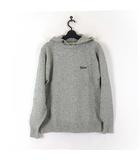 ウールリッチ WOOLRICH 90’S ヴィンテージ ニット パーカー セーター プルオーバー ウール 長袖 ロゴ 刺繍 M 杢 グレー 旧タグ アシックス社製 レア 希少 古着