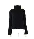 ボナジョルナータ BUONA GIORNATA ニット セーター 畦編み ウール混 タートルネック ロングテール 長袖 M 黒 ブラック