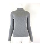 ユニクロ UNIQLO シャイニー リブ ハイネック セーター ニット ウール ラメ スカラップ 長袖 M グレー シルバー