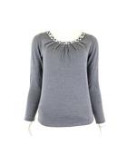 クードシャンス CdeC COUP DE CHANCE ニット セーター ウール ビーズ パール ビジュー装飾 ギャザー 長袖 M 38 グレー