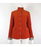 バーバリー ロンドン BURBERRY LONDON キルティングジャケット コーデュロイ 中綿 ノバチェック ロゴ ボタン レザーパイピング XL 42 オレンジ 国内正規品 美品 ゆったり 大きいサイズ