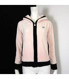 レディ Rady パーカー ベロア ジップアップ 配色 フード ロゴ 刺繍 S ベビーピンク 黒 ブラック