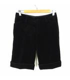 クランプリュス ミッシェルクラン KLEIN PLUS ショートパンツ ハーフパンツ ベロア ロールアップ ピコレース ストレッチ M 38 黒 ブラック