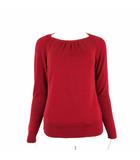 ニット セーター ウール ギャザー 長袖 L 赤 レッド