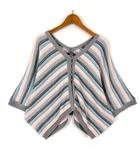 マーブルシュッド marble SUD 日本製 ケープ風 カーディガン ニット 配色 ヘリンボーン柄 刺繍 前後Vネック ドルマンスリーブ 7分袖 M マルチカラー