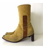 ブーツ ショートブーツ 104 0274 サイドジップ ブーツ 本革 スエード レザー ロゴ 刻印 37 C キャメルブラウン 23.5cm くつ 靴 シューズ