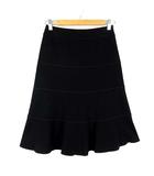 ソニアリキエル SONIA RYKIEL スカート フレア ストレッチ ウール 切替 ミディ丈 S 36 黒 ブラック